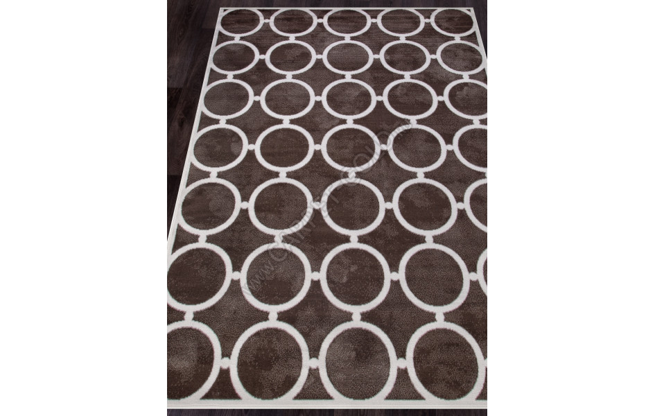 Ковер D713 - BROWN-CREAM 2 - Прямоугольник - коллекция SIERRA рисунок круги